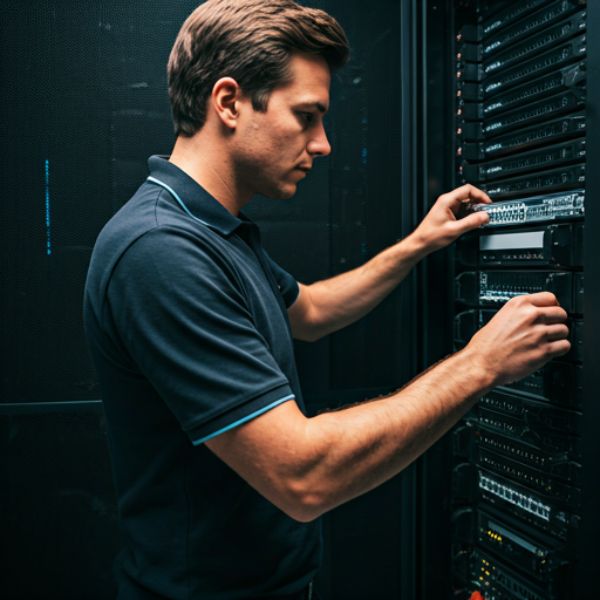 Técnico revisando conexión profesional para empresas